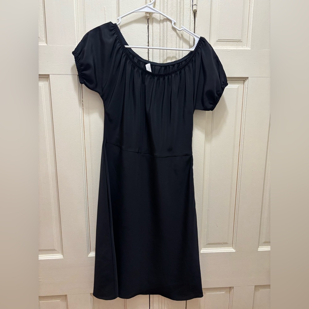 Miu Miu Black Puff-Sleeve Midi Dress